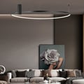 Miniatyrbillede 4 af 6: RING Light Prestige moderne rundt loftsarmatur til stue eller spisestue, variabel LED 50W Ø90cm sort