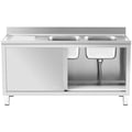 Miniatyrbild 6 av 7: Royal Catering - Diskbord - 2 diskhoar - Rostfritt stål - 160 x 60 cm