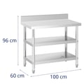 Miniatyrbild 5 av 5: Royal Catering - Rostfri arbetsbänk med skyddskant - 100 x 60 x 16.5 cm - 500 kg - 2 hyllor