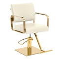 Miniatyrbild 1 av 6: physa - Frisörstol med fotstöd - 50–66 cm - 200 kg - Creme / guld