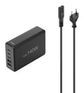 Miniatyrbillede 1 af 4: Hama 140W strømadapter 3x USB-C, 2x USB-A QC/PD – sort