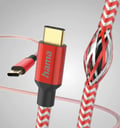 Miniatyrbillede 2 af 5: Hama Reflected USB-C-kabel til opladning og synkronisering, 1,5 m, rød