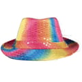 Miniatyrbild 2 av 3: Hatt tyg paljetter vuxen - Borsalino - Lollipop - Blå - Unisex - Utomhus