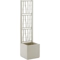 Miniatyrbillede 1 af 5: STEFANPLAST Blomsterkasse ETHICA - Kridt - Kvadrat med gitter - 38 L - 36x36xh 140 cm
