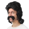 Miniatyrbild 2 av 3: Halvlång peruk med mustasch - LILLA CLOWNEN - 23999 - Svart - Karneval/Halloween/Cosplay - Peruk+Mustasch