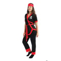 Miniatyrbild 2 av 5: Kostym - LITEN CLOWN - Kvinna Ninja Kostym - Svart & Röd - Polyester - Lätt och bekväm