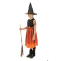 Miniatyrbild 4 av 6: Kostym - LITEN CLOWN - Kostym Häxa Flicka - 10-12 år - Orange polyester - Klänning, hatt, bälte