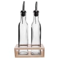 Miniatyrbillede 2 af 6: Glasflasker - ORION - 300 ml - Praktisk dispenser - Træstøtte - Gennemsigtig