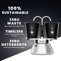 Miniatyrbillede 4 af 5: Sæt italiensk kaffekande + 2 kopper - BIALETTI - Mini-induktion - 100 ml - Rustfrit stål / Sort