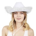 Miniatyrbild 1 av 2: Filt Hat Cow Girl Vit - PTIT CLOWN - Vuxen 59cm - Fjädrar