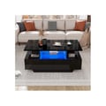 Miniatyrbillede 4 af 6: Sofabord - MUVOE - Moderne - LED-belysning - 2 skuffer - Blank 90x55x41 cm