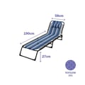 Miniatyrbild 3 av 3: Marbueno Fällbar Chaise Longue i Stål med Kudde för Trädgård och Pool 190X58X27 cm Blå Ränder 10171