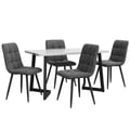 Miniatyrbillede 3 af 6: Spisebord - MUVOE - 117 cm - 4 stole - Mørkegrå velour - Sorte ben