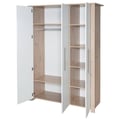 Miniatyrbild 6 av 6: Baby Wardrobe 3 Swing Doors ROBA - Malo - Storage Furniture with Hanging Rail and 8 Compartments - White - Light Oak Decor