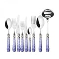 Miniatyrbild 1 av 2: Bestick - Färgat Kristall - Set 75 St - Rostfritt Stål 18/10 - Kromad Yta - Transparent