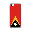 Miniatyrbild 1 av 2: Telefonväska – Östtimors flagga – Kompatibel med iPhone SE – Mjuk fodral – Slitstark och stötresistent – Silikon – Pixelforma