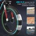 Pikkukuva 6 / 6: HITWAY sähköpyörä VAE, sähköinen maastopyörä, 26" x 4.0 kaupunkipyörä, irrotettava litiumakku 48V15AH, Shimano 7 vaihdetta