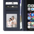 Miniatyrbild 2 av 5: Plånboksfodral - AVIZAR - iPhone 17 Pro - Premiumläder - Ställfunktion - Mörkblå