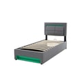 Miniatyrbillede 6 af 6: Polstret seng - MUVOE - 90 x 200 cm - USB - LED-belysning - Opbevaringsplads