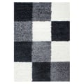 Miniatyrbild 2 av 4: Ayyildiz - Tapis Shaggy hög lugg i rutigt SVART VIT GRÅ - (80x250 cm)