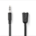 Miniatyrbild 3 av 4: Nedis Stereo minijack ljuddelare (M) vändbar för stereo minijack (F) 20 cm svart rund