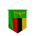 Miniatyrbild 1 av 3: Fanion – Zambias flagga – 30 x 45 cm – Polyester – Att hänga – Pixelforma