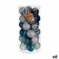 Miniatyrbild 1 av 3: Julgranskulor - Set om 6 - Silver - Blå - Plast Ø 6 cm