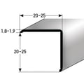 Miniatyrbild 1 av 2: PROVISTON Hörnskydd Aluminium Inox-utseende l 20 mm H 20 mm L 1000 mm Opererad