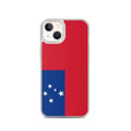 Miniatyrbild 1 av 2: Mobilskal – Samoa Flagga – Kompatibel med iPhone 13 – Mjukt Fodral – Slitstarkt och Stötsäkert - Silikonskal - Pixelforma