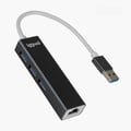 Miniatyrbild 1 av 2: USB-hubb - IGGUAL - 3 portar USB 3.0 + 1 port RJ45 - 5 Gbit/s - 1000 Mbps - Svart