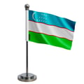 Miniatyrbild 1 av 3: Uzbekistans flagga – 14 x 21 cm – Polyester – Ställning i rostfritt stål – Pixelforma