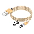 Miniatyrbild 1 av 5: Magnetkabel 3-i-1 USB-C / Lightning / Micro-USB till USB-A 1m Guld