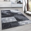 Miniatyrbild 1 av 4: Kortluggad matta, Rutig mönster, Grå färg, Matta för vardagsrum, Jutebaksida (Dimension: 140X200 cm)