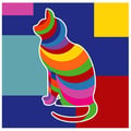 Miniatyrbild 1 av 4: Legendarte - Målning, Tryck på duk - Katten i färg cm. 60x60
