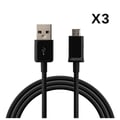 Miniatyrbild 2 av 2: [Kompatibel med Sony Xperia Z1-Z2-Z3-Z5-COMPACT] Lot med 3 USB-laddningskablar Svart Micro USB 1 Meter [Phonillico®]