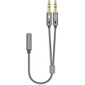 Miniatyrbild 1 av 2: AISENS A128-0417 Ljudadapterkabel Jack 3,5 4pin/H-2xJack 3,5 3pin/M, grå, 25 cm