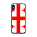 Miniatyrbild 1 av 2: Mobilskal – Georgiens flagga – Kompatibel med iPhone XS – Mjuk fodral – Slitstark och stötabsorberande – Silikon – Pixelforma
