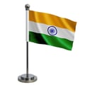 Miniatyrbild 1 av 3: Flagga kontor Indien – 14 x 21 cm – Polyester – Stålfot – Pixelforma