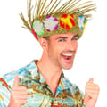 Miniatyrbild 3 av 4: Hawaiiansk halmhatt med flerfärgad blomsterbälte - PTIT CLOWN - Accessoar för vuxendräkt