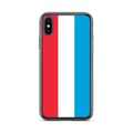 Miniatyrbild 1 av 2: Telefonfodral – Luxemburgs flagga – Kompatibel med iPhone XS – Mjukt fodral – Slitstarkt och stötresistent - Silikon - Pixelforma