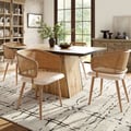 Miniatyrbillede 3 af 5: Spisestuestole - MUVOE - Sæt af 2 - Rattan ryg - PU læder puder - Ergonomisk design