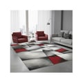 Miniatyrbild 4 av 4: Modern geometrisk abstrakt matta i tät sammet 13 mm för samtida designsalong (Dimension: 80x150 cm - Färg: Röd)