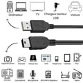 Miniatyrbild 4 av 6: Lot de 3 câbles pour CSL-Computer Wireless Controller - Câble Mini B/USB 2.0 Noir 1 Mètre Phonillico®
