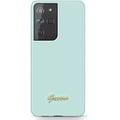 Miniatyrbild 1 av 2: Coque - GUESS - S21 Ultra G998 - Silikon Blå - Metalllogotyp - Guldinskrift