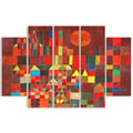 Miniatyrbild 1 av 4: Målning, tryck på duk - Burg Und Sonne (Slott och sol) Paul Klee cm. 150x100 Typ A2 (5 paneler)
