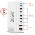 Miniatyrbild 3 av 5: Laddstation - AVIZAR - 286W GaN 3 - 6x USB-C - 2x USB - EU-kontakt Vit