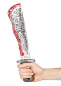 Miniatyrbild 1 av 4: Falsk machete - LILLA CLOWN - re67007 - 31 cm - Åldrad metallfinish - Brun handtag