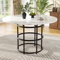 Miniatyrbillede 1 af 6: Rundt bord - MUVOE - 100x100 cm - Marmor MDF - Sorte metalben - 4 pladser