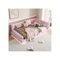 Miniatyrbillede 1 af 6: Seng til dagbrug, 90*200 cm (uden madras), ambientelys 16 farver, USB-interface, simili-ulld, rosa
