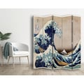 Miniatyrbild 3 av 4: Legendarte - Skärm - Skiljevägg med dubbelsidigt tryck The Great Wave Off Kanagawa - Katsushika Hokusai cm. 180x170 (5x